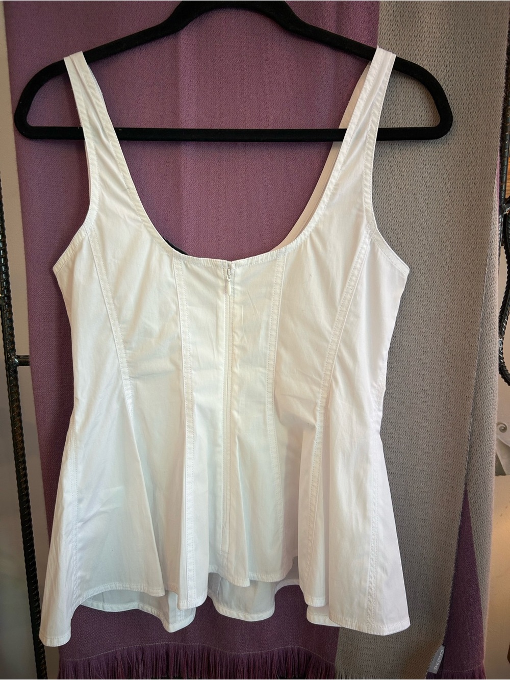 Veronica Beard NWT Charle Top White Peplum Tank Size 6 - Picture 7 of 7